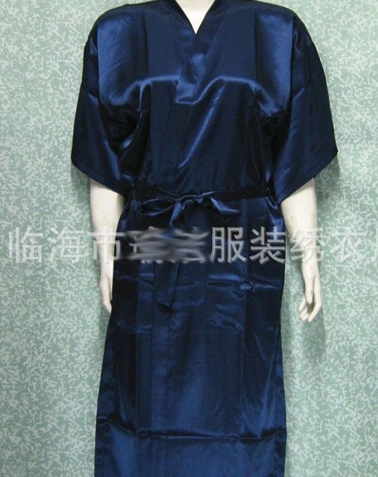 Unisex Mens Dames Dames Solid Plain Satijn Lange Robe Pyjama Lingerie Nachtkleding Kimono Toga PJ's # 3449