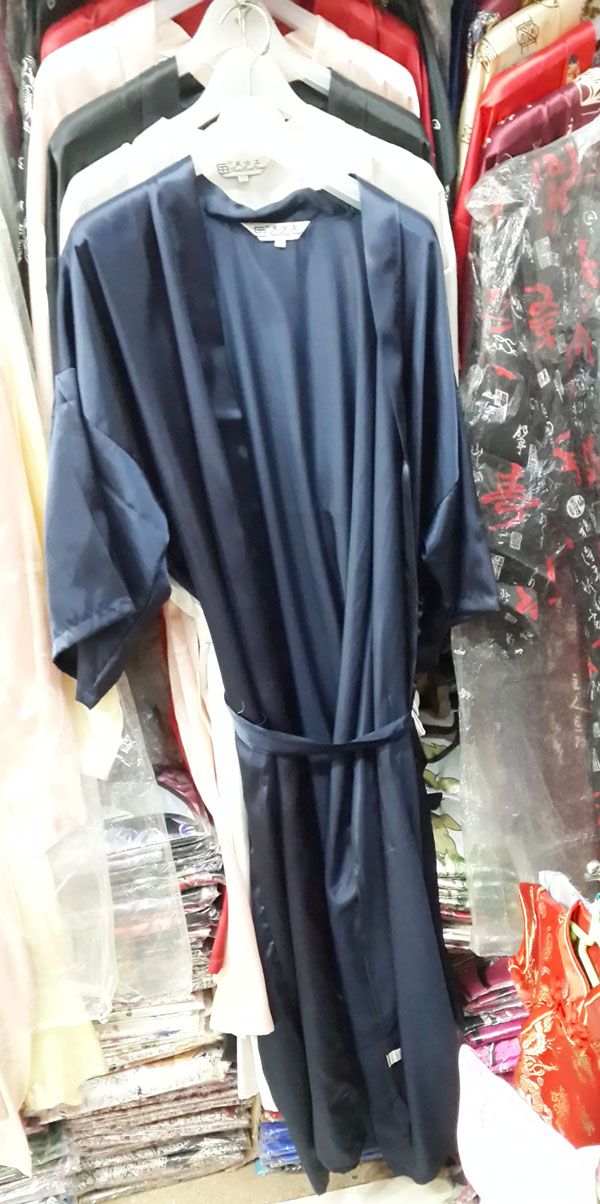 Unisex mens Bayanlar bayan Katı düz Saten uzun Robe Pijama Iç Çamaşırı Pijama Kimono Elbise pjs # 3449