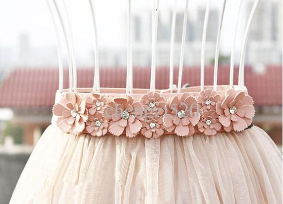 

Girls Dresses Belts Rhinestone Flower Belts Decoration, Pink