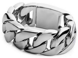 180g Huge 316L stainless steel curb cuban link bracelet chain Men's heavy Jewellery 26mm 21 5cm silver240R