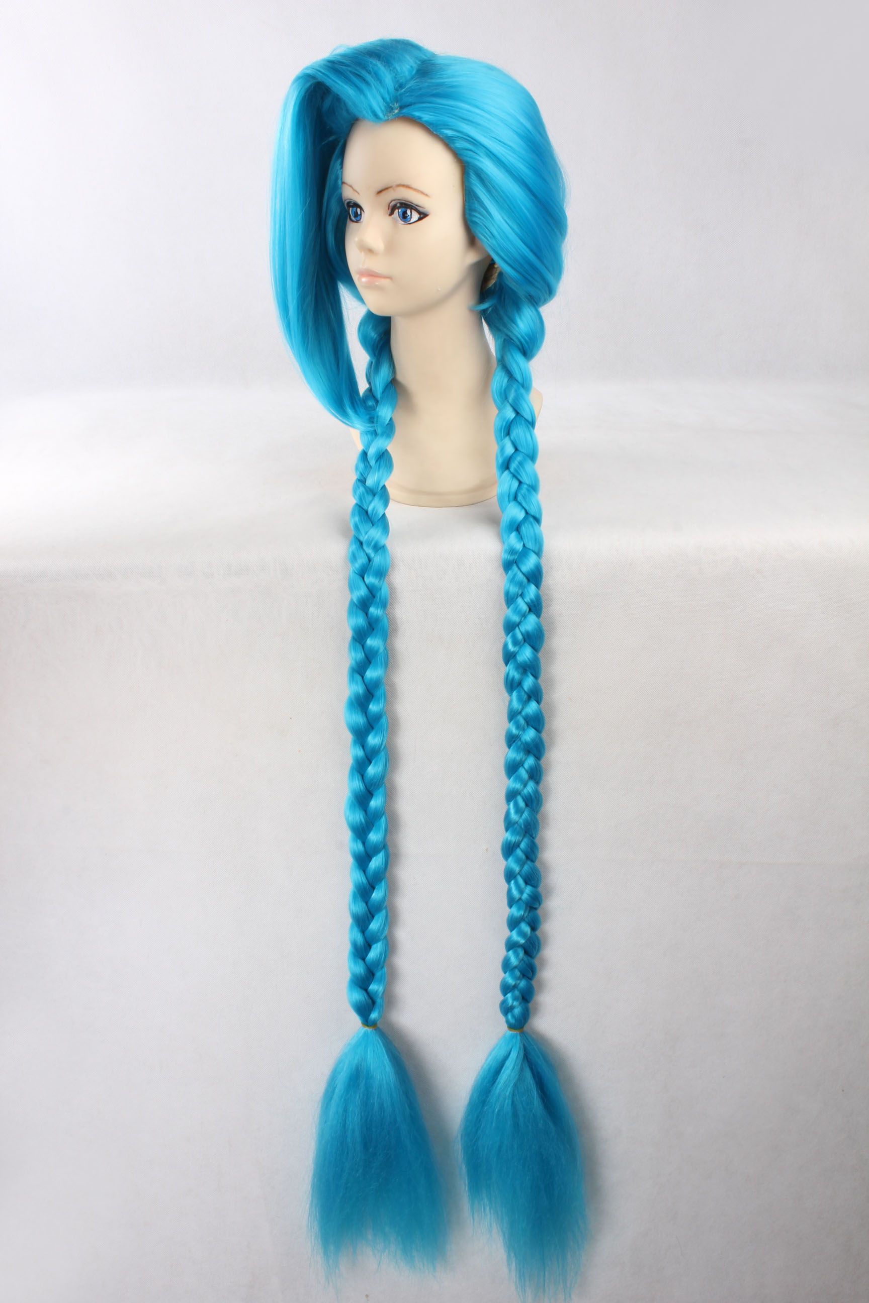 League Of Legends Jinx Loose Cannon Blue Long Braids Cosplay Party Hair Full Wig From Young1991