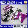 7 vites 01-03 SUZUKI GSX R600 için ABS kaporta kiti R750 2001 2002 2003 K1 kırmızı siyah Corona GSX-R 600/750 kaporta satış sonrası Lp93