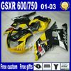 ABS Plastic Fairing Kit för Suzuki GSX-R 600/750 K1 2001-2003 GSXR 600 750 01 02 03 Black Blue White Fairings Set