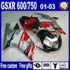 ABS Plastik Kaplama Kiti Suzuki GSX-R 600/750 K1 2001-2003 GSXR 600 750 01 02 03 Siyah Mavi Beyaz Fairings Set