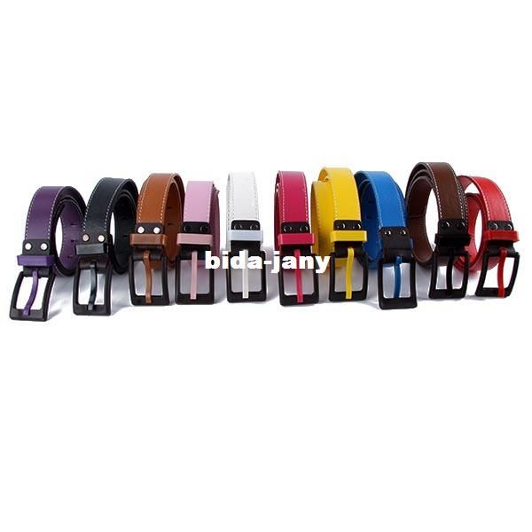 

2016 Fashion Unisex Waist Belt Women Men Faux Leather Plastic Buckle Waistband Strap Free shipping