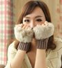 2014冬の新しいファッションの柔らかい女性の暖かいフェイクの毛皮の手袋の女性のウサギの髪ニット厚さのフィンガーレスミトン古典的な短いキーボードグローブ
