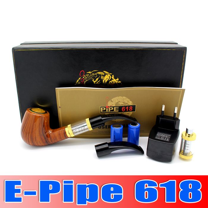 DHL Fast Shipping E Pipe 618 Health Smoking Pipe Electronic Cigarette Pipe Imitate Solid Wood