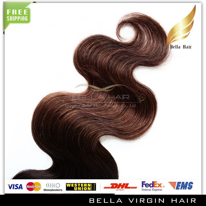 Nowa gwiazda Ombre Hair Extension Peruwiańskie Ludzkie Włosy Ciało Fala Falista 2 Tone Ombre Weaves Queen Hairproducts Dip Dye T # 1B / # 4 Kolor Ombrehair