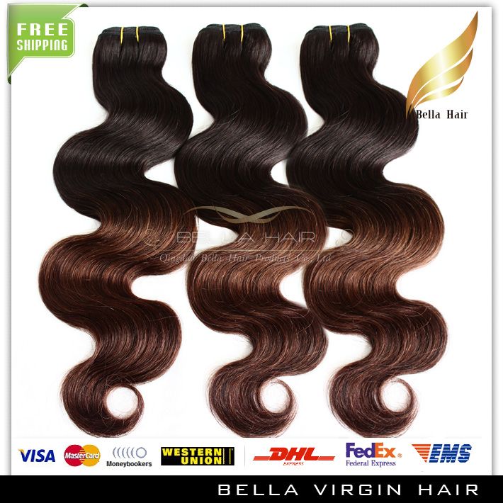 14 «» ~ 30''T Цвет перуанских человеческие волосы 2 Tone Ombre переплетения человеческих волос Объемной волна Ombre волос 3шт / много Бесплатная доставка DHL