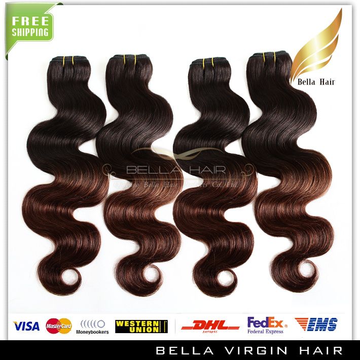 Brazilian Body Wave Human Hair Weft 2 Tone Ombre Weaves Queen Hair Products 1430 Inch T Color lot DHL Bella Hair9489259