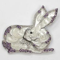 12 adet / grup Toptan Kristal Rhinestone Emaye Bunny Tavşan Broş Moda Kostüm Broşlar Iğneler Takı hediye C966