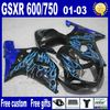 ABS Plastic Fairing Kit för Suzuki GSX-R 600/750 K1 2001-2003 GSXR 600 750 01 02 03 Road Racing Fairings Set UY37