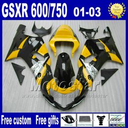 ABS fairing kit for SUZUKI GSX-R 600/750 K1 2001-2003 GSXR 600 750 01 02 03 yellow black moto bodywork fairings Uy61