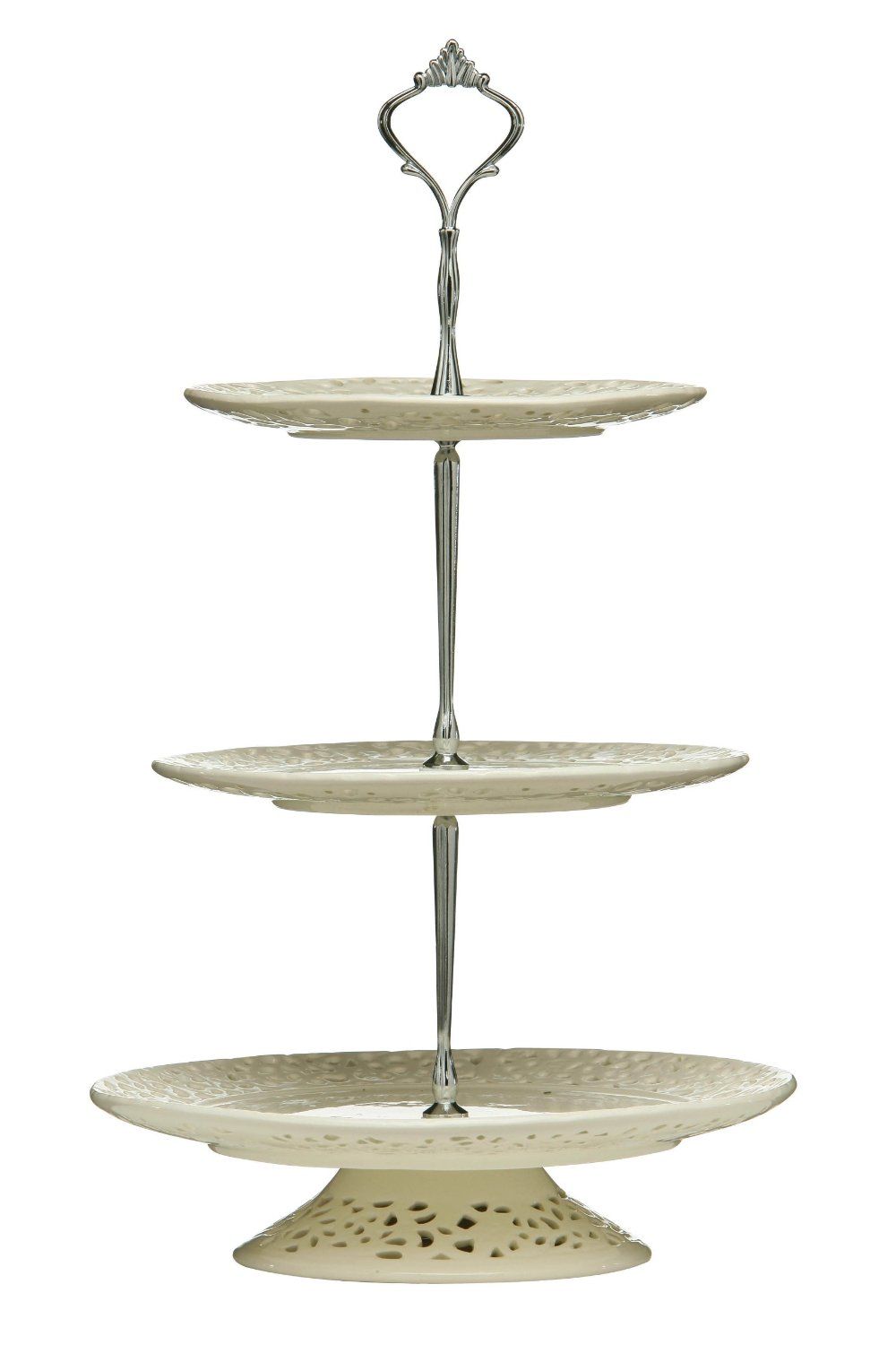 New Gold/Silver 3 Tier Cake Stand Cake Plate Display Holder Handle