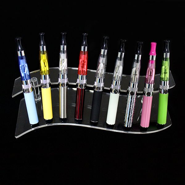 Akryl E Cig Display Frame Showcase Clear utställningshyllor Stand Show Stand Holder Rack för Clearomizer Ego Battery DHL