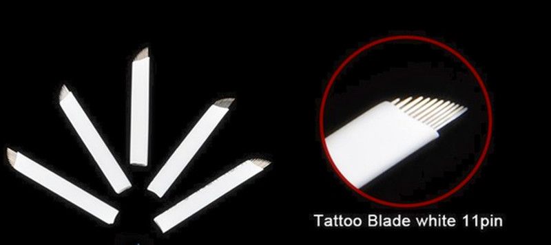 100 pz / lotto 11F bianco permanente sopracciglio trucco lama sopracciglio aghi tatuaggio trucco tatuaggio sopracciglio supply3217589