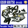 スズキフェアリングGSX R600 R750 K1 2001 2002 2003 GSX-R 600/750 01-03 K1マットブラックフェアリゾートキットHJ37 +シートカウル