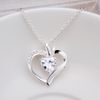 Zircon Heart Pendant Necklace Fashion Jewelry 925 silver plated wedding gifts for women Top Quality Free Shipping 10pcs/lot