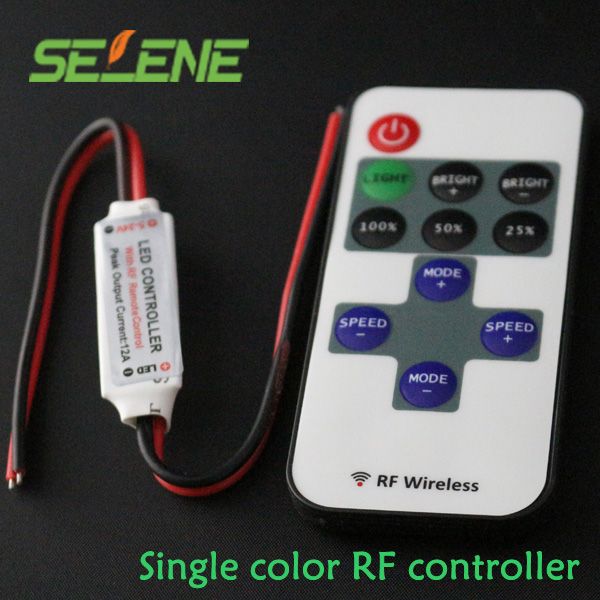 Mini contrôleur LED RF couleur unique, avec télécommande sans fil, Mini variateur pour bande lumineuse Led 5050/3528, 5-24V, 2 pièces