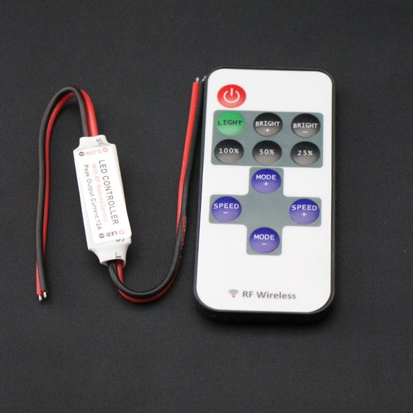 Mini RF LED Controller Single Color With Wireless Remote Control Mini Dimmer for 5050 / 3528 Led Strip Lights 5-24V