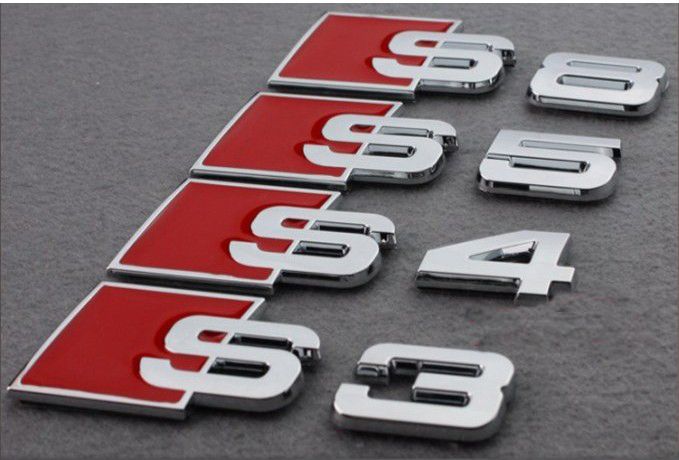 20PCS / Lot 3D Metal S3 4 5 6 Klistermärken för Audi Chrome Badges Emblems bildekaler Bilstyling