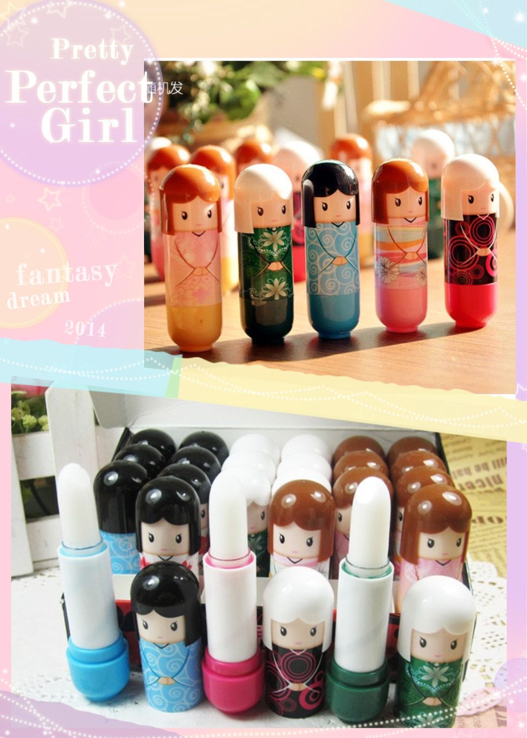 Lip Balm Cute Japanese Doll Lip Balm Moisturizing Pure Natural Plant