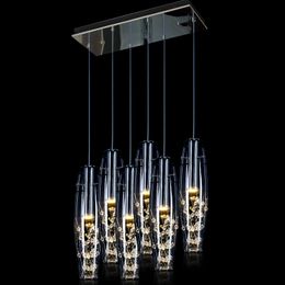 High Power LED Dining Room Pendant Lamps Modern Luxury Glass Vase Bottles Crystal Flowers Inside Bar Counter Restaurant Hanging Lights