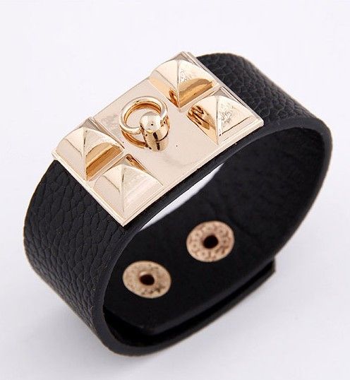 Nouvelle mode Unique bijoux de créateur breloque Bracelets en cristal Style Punk Rock Bracelet manchette en cuir Bracelet Bangle285i