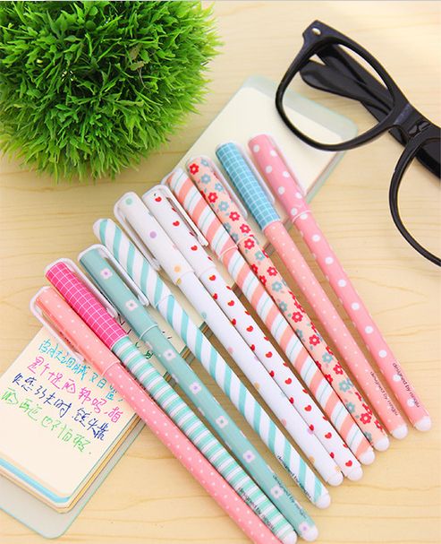 10 st / set färg gel penna kawaii brevpapper koreanska blomma canetas escolar papelaria present kontor material skolmaterial g715