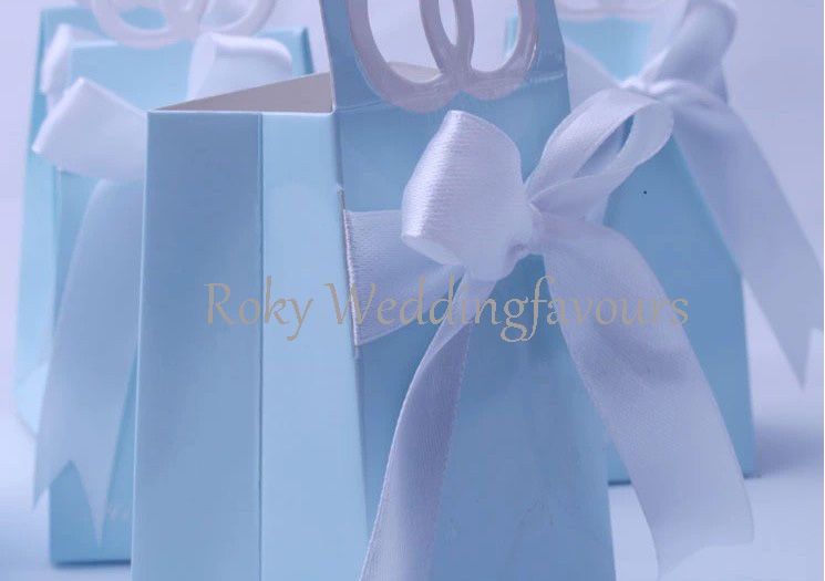 "with this ring" Blue Candy Boxes with RIBBON Party Favors Boxes Wedding Favors and Party Supplies