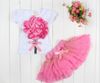 GXR Baby Clothing Summer Short Sleeve 3D Flower Tshirt + Tutu Skirt 2pcs Baby's Girl Suit 2-5Year Kids Set Toddler Wear GX149