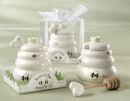 Ceramic Meant to Bee Honey Jar Honey Pot with Wooden Dipper Wedding Party Favours Gifts KD1