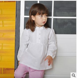 

2014 Autumn Shirts Doll Shirts Girl's Long- sleeve Tops Children's Clothing, White