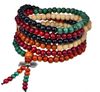 Moda multicolor Fili 5mm 6mm Rondelle 216pcs perline di legno di sandalo preghiera mala braccialetto meditazione tibetana Buddha bracciali per regalo