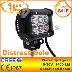 4 inch 18W CREE LED WERK Lichtbar Lamp voor Motorcycle Tractor Boot Off Road 4WD 4x4 Truck SUV ATV Spot Flood 12V 24V