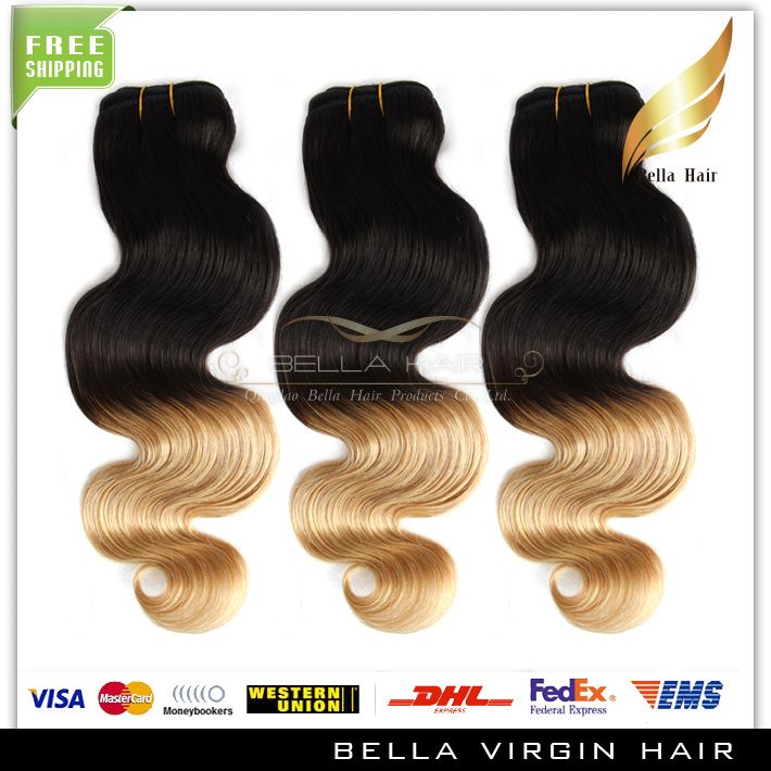 Rainha Produto Brazilian Ombre Extensões do Cabelo Corporal onda ondulado Humano Hangweft T Clolor Ombre cabelo 14-30 polegadas 3 pçs / lote DHL Frete Grátis