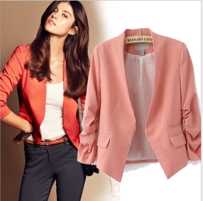 New Fashion High Quality 5Color Blazer Women Jackets One Button Ladies Blazer Suit Cardigan Coat