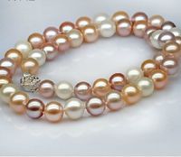 New Fine Pearls Jewelry 10-11mm south sea multicolor collana di perle viola rosa 19 "14k