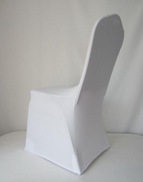 Universal White Spandex Wedding Party Chair Cover White Spandex Lycra Chair Cover för bröllopsfest Bankett Många färger KD1