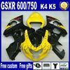 Wróżki Zestaw do Suzuki GSX-R600 GSX-R750 04 05 K4 Biały Czerwony Lucky Strike ABS Fairing Wallmarket Set GSXR 600 750 2004 2005 FB45