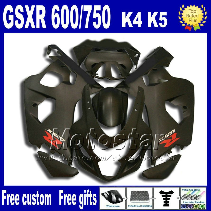 

High quality Fairing kit for SUZUKI GSX-R600 GSX-R750 2004 2005 K4 all matte black fairings bodywork set GSX-R600/750 04 05 Fb81, Multi-color