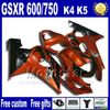 7gifts Kit carenatura di alta qualità per SUZUKI GSX-R600 GSX-R750 2004 2005 K4 nero LUCKY STRIKE carenature set carrozzeria GSX-R600/750 04 05 Fb90