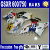 Fairing Kit voor Suzuki GSXR 600 750 2004 2005 K4 FUNDINGS GSX-R600 04 GSX-R750 05 Wit Rood Lucky Strike MotoBike Sets FB95
