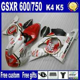 fairing kit for suzuki gsxr 600 750 2004 2005 k4 fairings gsxr600 04 gsxr750 05 white red lucky strike motobike sets fb95