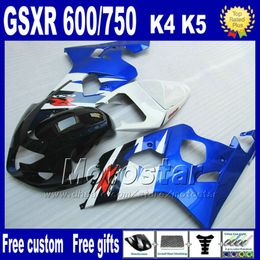 7 gifts fairing kit for suzuki gsxr 600 750 2004 2005 k4 fairings gsxr600 04 gsxr750 05 white blue black motobike sets fb98