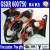 スズキGSXR 600 750 2004 2005ホワイトブルーラッキーストライクプラスチックフェアリングボディキットK4 GSX-R 600/750 04 05 HJ10