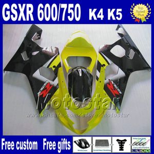 Мотоциклевые обтекатели для Suzuki GSXR 600 750 2004 2005 Желто-черный ABS Plastic Laving Cody Kits K4 GSX-R 600/750 04 05 HJ4