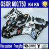 スズキGSXR 600 750 2004 2005ホワイトブルーラッキーストライクプラスチックフェアリングボディキットK4 GSX-R 600/750 04 05 HJ10