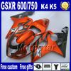 7 Gåvor Motorcykel Fairings för Suzuki GSXR 600 750 2004 2005 Brown Black ABS Plastfeoking K4 GSX-R 600/750 04 05 HJ7