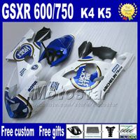 Wholesale Motorcycle fairings for SUZUKI GSXR white blue LUCKY STRIKE plastic fairing bodykits K4 GSX R Hj10